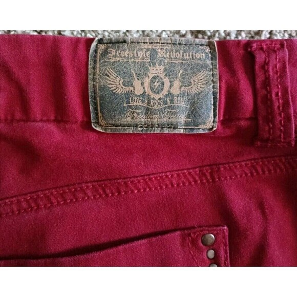 Freestyle Revolution Velveteen Pants Size 20 Low Rise Deep Red Straight Leg Vtg - Picture 6 of 11